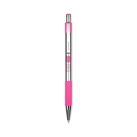 ZEBRA PEN F-301 Ballpoint Pen, Retractable, Fine 0.7 mm, Black Ink, Stainless Steel/Pink Barrel ZEB37111